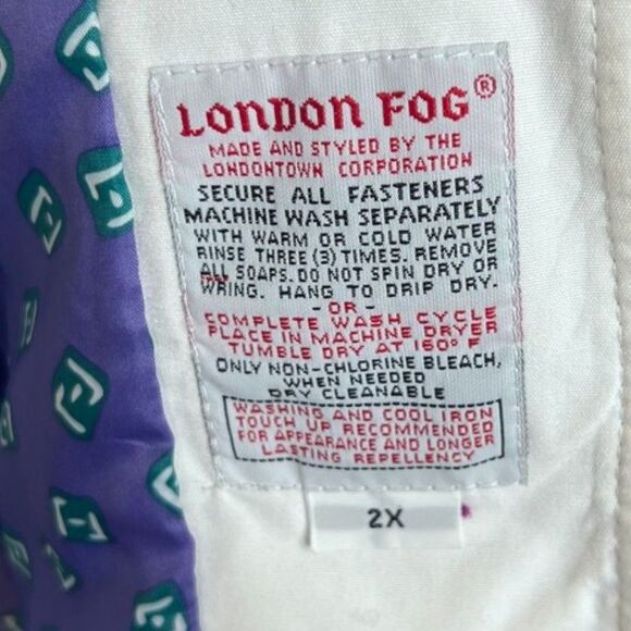 London Fog Lightweight Windbreaker Rain Jacket Retro Y2K Purple Plus Size 2X - Picture 11 of 12
